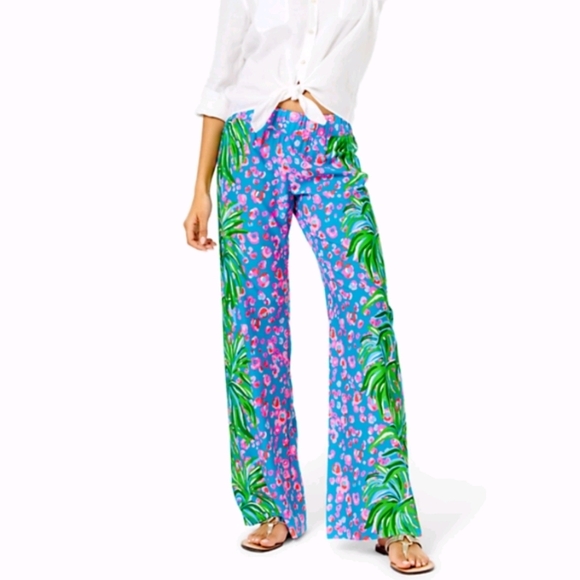 Lilly Pulitzer Pants - Lilly Pulitzer women's flowy tropical wide leg colorful elastic waist pants XXS